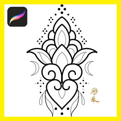 彫乐ipad procreate欧美梵花几何笔刷绘画软件刺青素材图腾图案