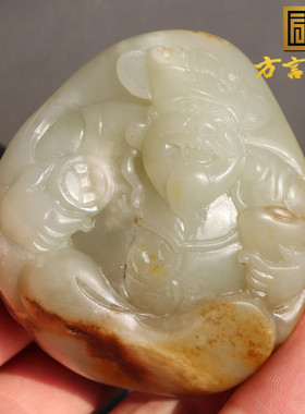 方言和田玉洒金皮籽料财神把件