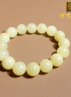 新疆且末料鸡油黄口12mm精美手串