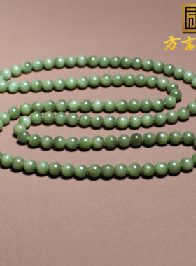 方言和田玉俄碧鸭蛋青微猫眼手串