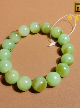 俄罗斯老坑碧玉带糖圆珠12mm手串