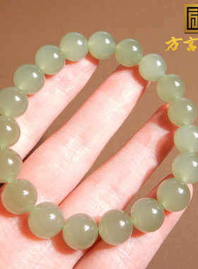 青海老坑起荧光晴水10mm圆珠手串