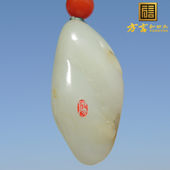 方言618巨漏珍品一眼真老熟红皮无结构独颗白玉籽料挂件观音吊坠R