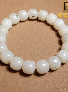 和田玉新疆白玉点墨青花籽手串