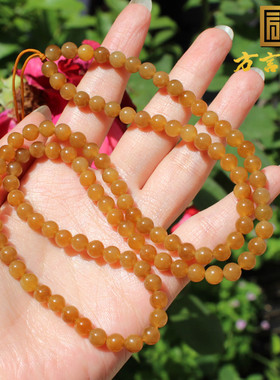 新疆且末黄金糖玉6m圆珠多圈手串