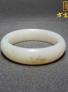 放巨漏方言品牌和田玉精品特色俄料白玉油润水草花卡60mm手镯子s2