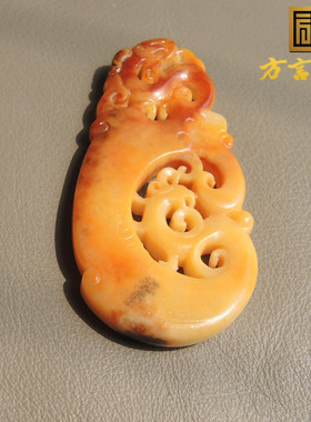 16000元亏本放巨漏1500元珍稀黄色名品鸡油黄色黄沁籽料龙凤吊坠R