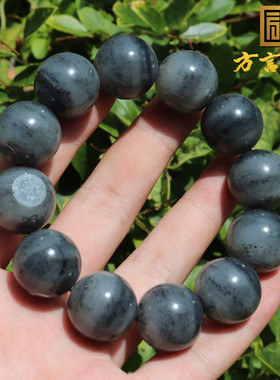 方言和田玉青花籽料一线天手串