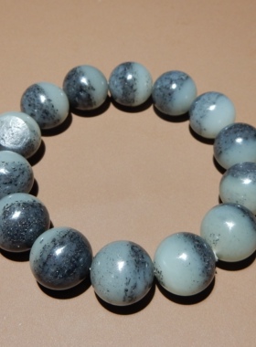 方言和田玉青花籽料留毛孔手串