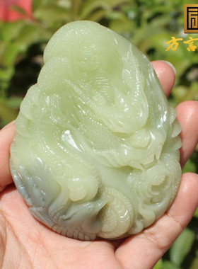 方言新疆高脂糯黄口蓝玉双色把件