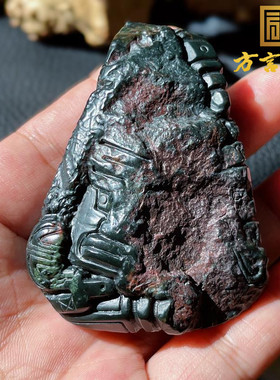 爆火方言和田玉新疆塔县油润枫叶红沁皮塔青籽料锦灰堆手把件A5