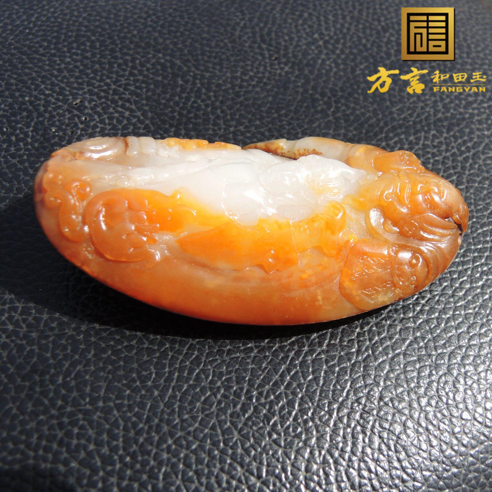 方言品牌巨漏双款双证红金皮高白羊脂白玉金包银籽料钟馗吊坠子R