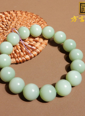 俄罗斯粉青猫眼碧玉12mm圆珠手串