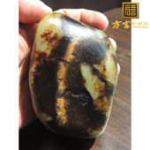 方言巨漏珍品枣红活皮画面玉二斤原石枣叶青籽料玩料手把件摆件R