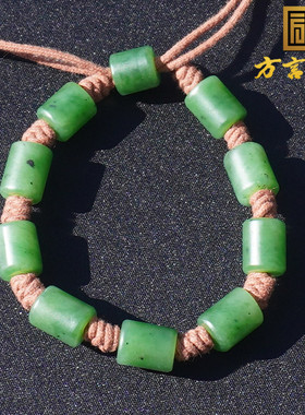 和田玉新疆油润阳绿碧玉籽料手串