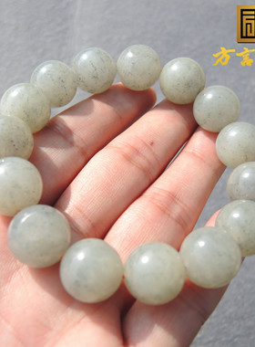 美哭了方言和田玉老熟新疆玉龙河点墨青花籽料留皮细腻15mm手串S
