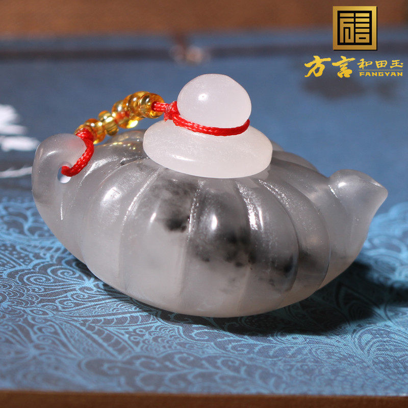 方言特惠活动价80元水墨意境青花新疆精品金丝玉把把壶小摆件o