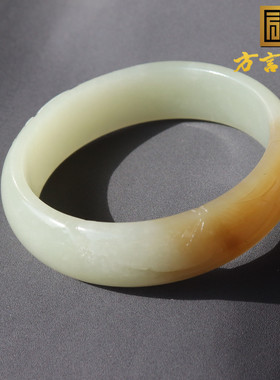 和田玉一口糖白52.8mm莲花玉镯