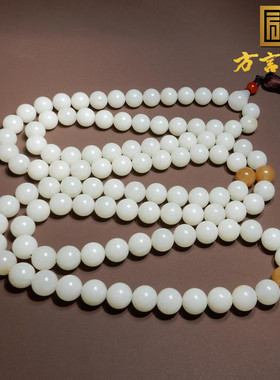 俄罗斯糖白双色12mm圆珠108手串