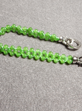 俄罗斯老坑阳绿色碧玉无黑点手串