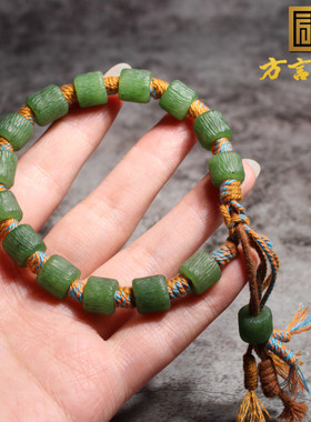 俄罗斯碧玉老光工9M手工编织手串