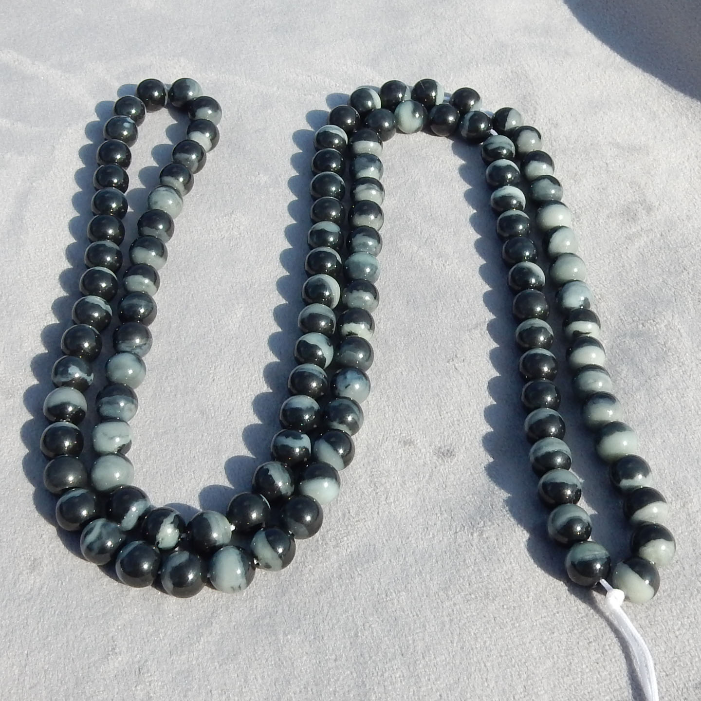 方言和田玉新疆温润细腻青花籽料聚宝盆圆珠10mm项链多圈手串A5