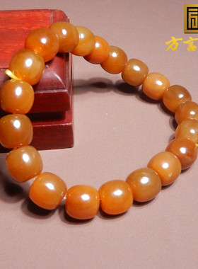 亏麻了方言和田玉新疆且末料细润高脂红糖玉卡9.5mm老型珠手串A6