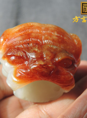 橘红沁皮白玉守护22豪华大扳指