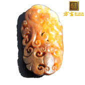 方言品牌放巨漏双款 双证罕见红金皮羊脂白玉金包银籽料龙佩吊坠R