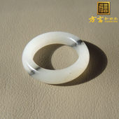 亏麻了方言品牌高白羊脂玉一线天墨玉特色老熟青花籽料指环戒指R