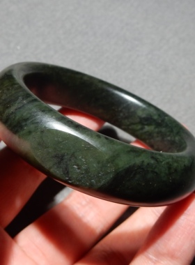 方言和田玉留毛孔青籽手镯51mm