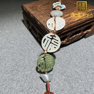 火爆方言和田玉老坑青海料湖水绿晴水白玉高冰福到了车挂挂件S6