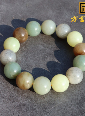 捡漏了方言精品和田玉收藏级新疆细润青花且末多宝16mm圆珠手串A8
