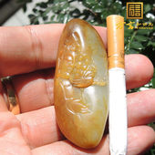 方言精品候晓峰无结构闪青老熟高润羊脂玉金包银籽料观音吊坠子R