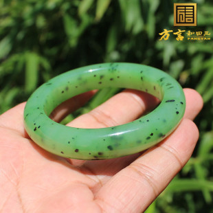 美美哒方言和田玉老俄料细润乌兰海果绿猕猴桃碧玉52mm玉石手镯h8