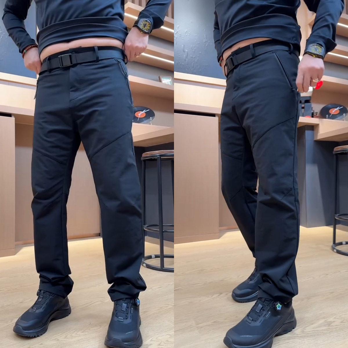 男士新款防水软壳休闲裤百搭修身防风长裤筒裤户外冲锋休闲裤