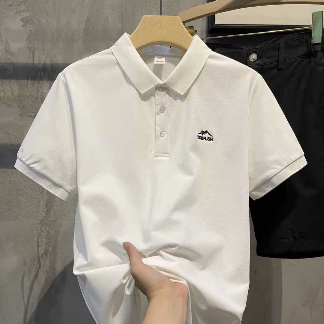 白色新款短袖POLO衫男士翻领T恤夏季清爽凉感商务休闲舒适上衣男