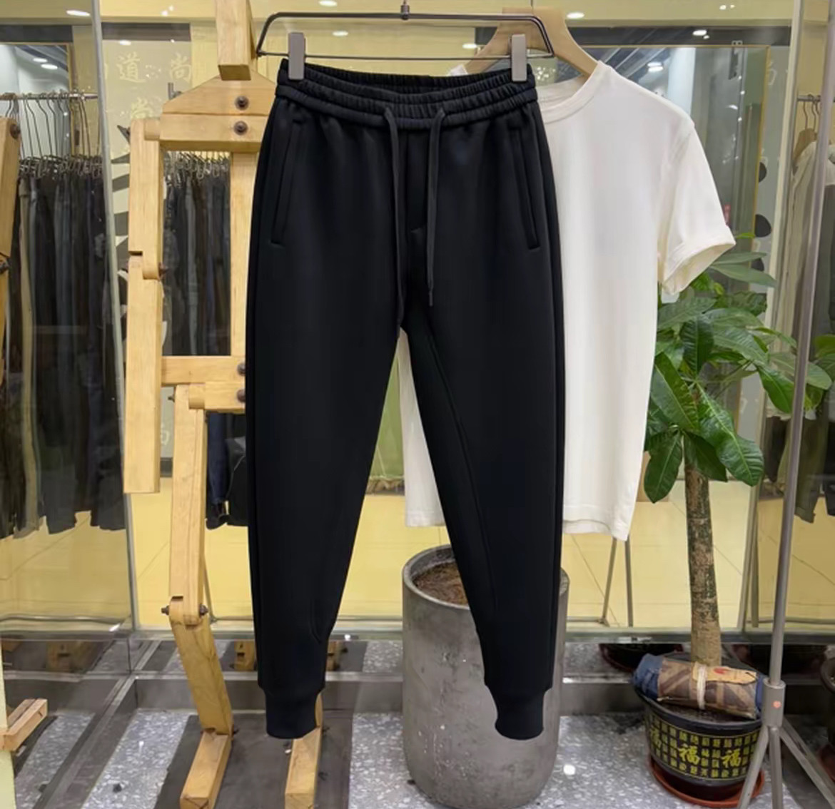 抖音快手同款涤棉混纺休闲裤简约休闲裤