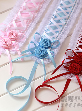 日系软妹玫瑰花丸Lolita白色蕾丝头饰lotita甜美百搭kc发带发饰