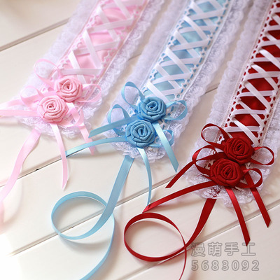 日系玫瑰花白色蕾丝头饰甜美百搭