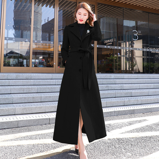 2025西装领加厚冬装秋冬毛呢外套长款大衣女过膝超长新款羊毛大衣