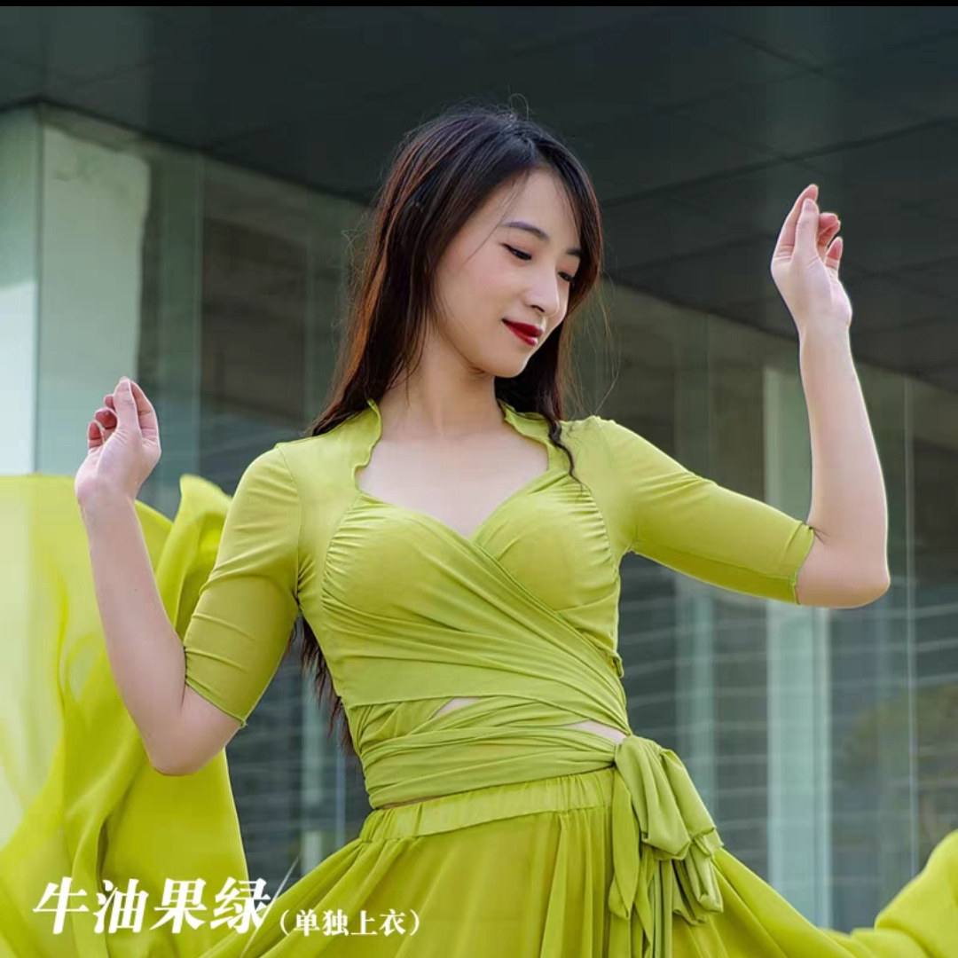 短袖大码女上衣肚皮舞大摆仙女裙