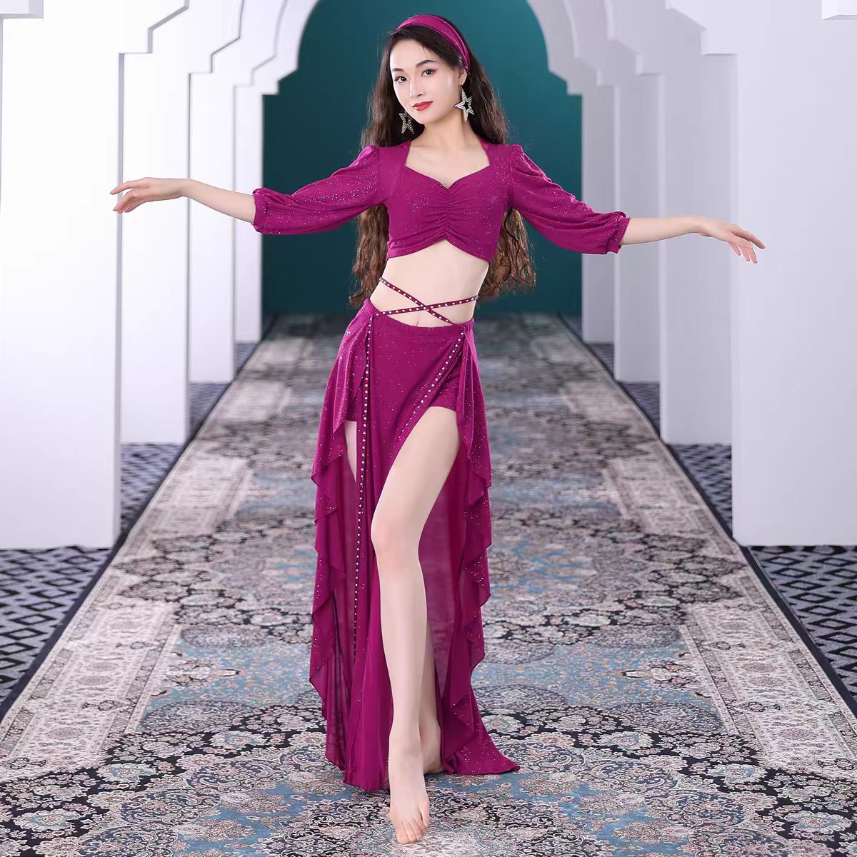 舞娘法式宫廷风裙套装肚皮舞新款