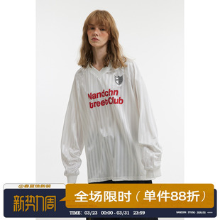 速干T恤男女春秋百搭休闲短袖 男道美式 复古条纹字母印花冰感长袖