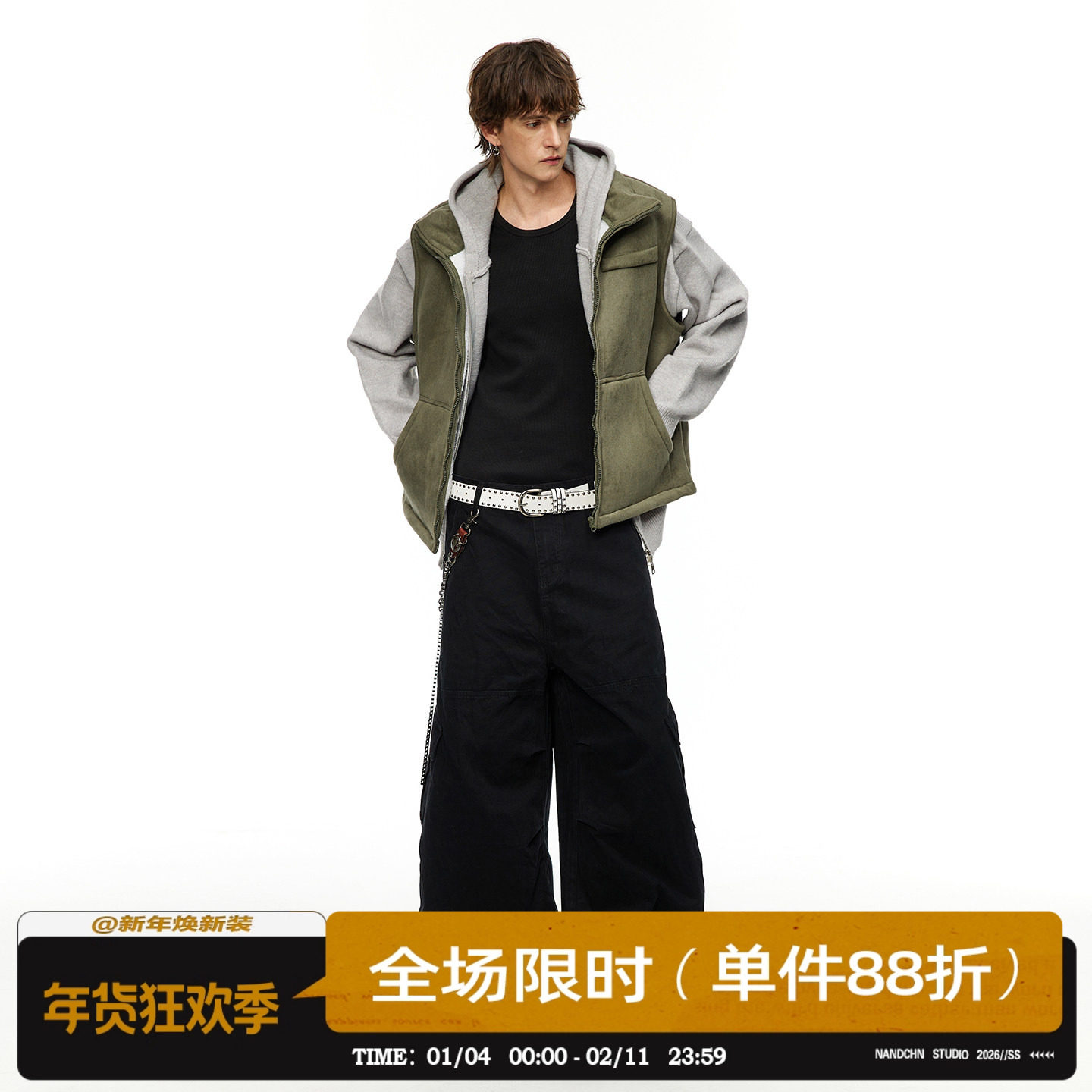 男道美式复古麂皮绒棉服马甲男2025秋冬高级感羊羔绒无袖外套情侣,男装,常规马甲,淘宝优惠券,粉丝福利购,淘宝优惠卷