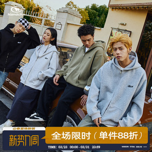 外套 字母刺绣连帽卫衣男女潮牌宽松休闲运动拉链开衫 男道春季 新款