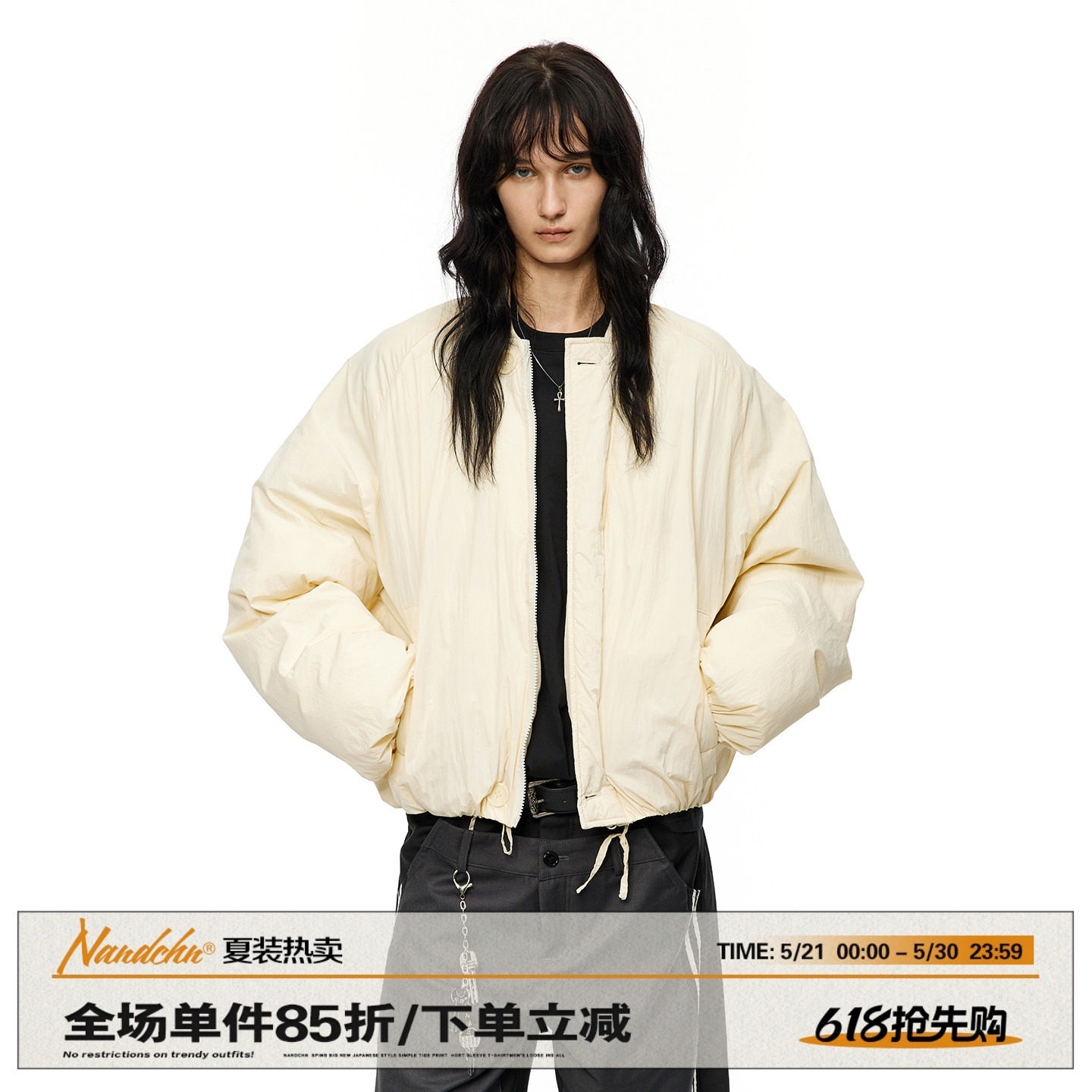 男道美式圆领花苞短款保暖棒球棉服外套男2025冬保暖加厚面包棉服