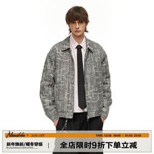 男道冬季 复古肌理感花纹牛仔棉衣外套男女宽松加厚保暖棉服 美式