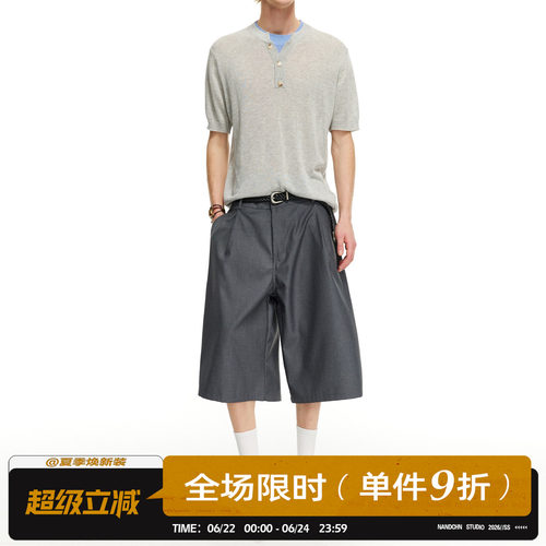男道新款夏季潮牌高级感纯色垂感西装短裤男宽松百搭休闲五分中裤