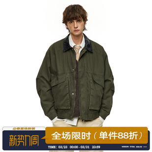 休闲百搭夹克潮 外套男2026春季 男道美式 复古巴恩风大口袋水洗工装